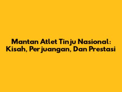 Mantan Atlet Tinju Nasional: Kisah, Perjuangan, Dan Prestasi