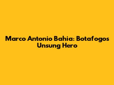 Marco Antonio Bahia: Botafogo's Unsung Hero