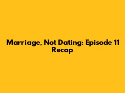 Marriage, Not Dating: Episode 11 Recap