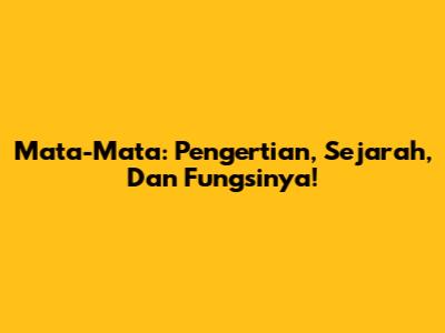 Mata-Mata: Pengertian, Sejarah, Dan Fungsinya!