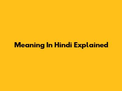 Meaning In Hindi Explained