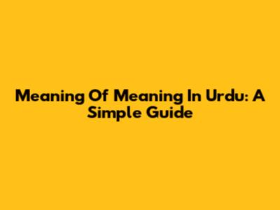 Meaning Of 'Meaning' In Urdu: A Simple Guide