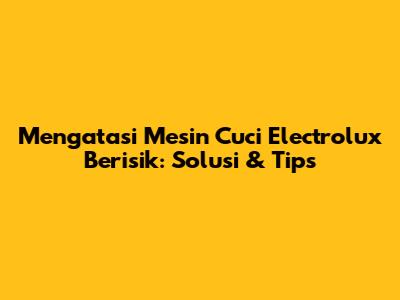 Mengatasi Mesin Cuci Electrolux Berisik: Solusi & Tips