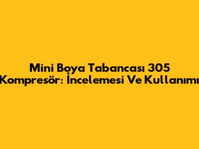 Mini Boya Tabancası 305 Kompresör: İncelemesi Ve Kullanımı