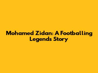 Mohamed Zidan: A Footballing Legend's Story