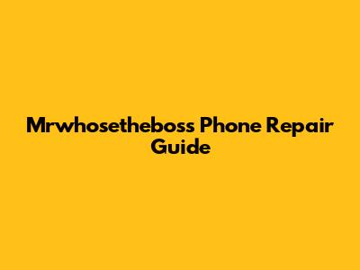 Mrwhosetheboss Phone Repair Guide