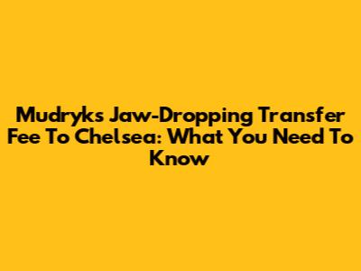Mudryk's Jaw-Dropping Transfer Fee To Chelsea: What You Need To Know
