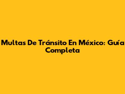 Multas De Tránsito En México: Guía Completa
