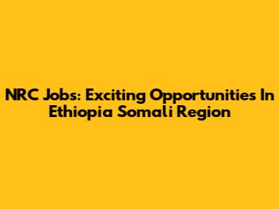 NRC Jobs: Exciting Opportunities In Ethiopia Somali Region