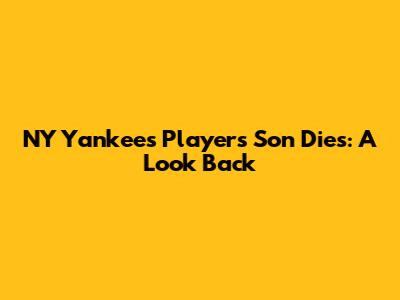 NY Yankees Player's Son Dies: A Look Back