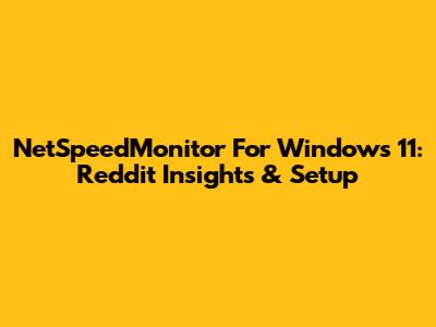 NetSpeedMonitor For Windows 11: Reddit Insights & Setup