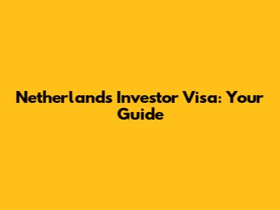 Netherlands Investor Visa: Your Guide