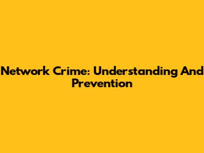 Network Crime: Understanding And Prevention