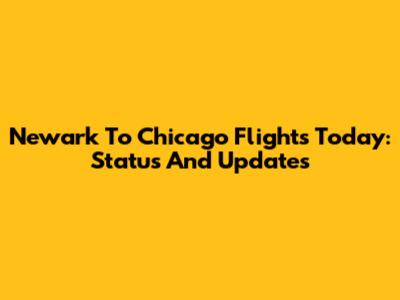 Newark To Chicago Flights Today: Status And Updates