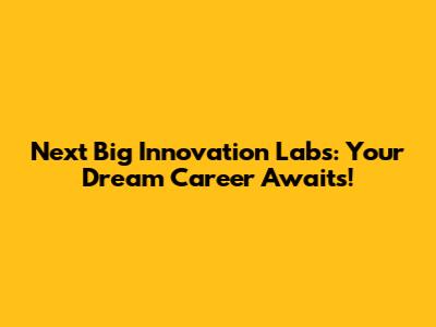 Next Big Innovation Labs: Your Dream Career Awaits!