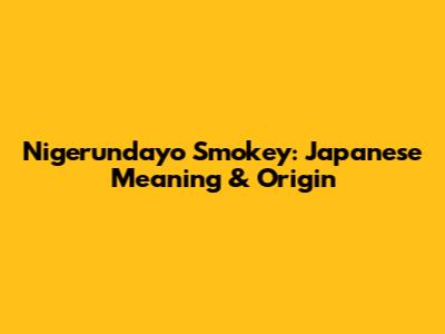 Nigerundayo Smokey: Japanese Meaning & Origin