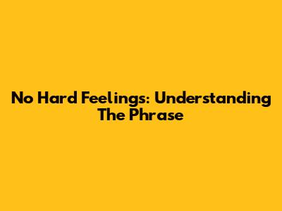No Hard Feelings: Understanding The Phrase