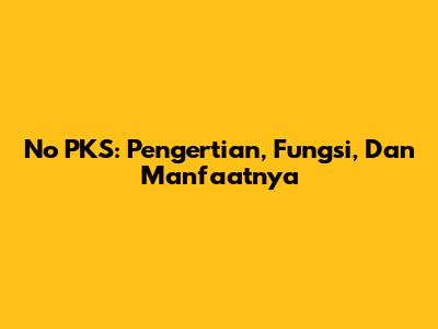 No PKS: Pengertian, Fungsi, Dan Manfaatnya