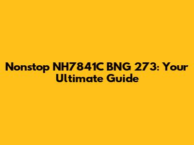 Nonstop NH7841C BNG 273: Your Ultimate Guide