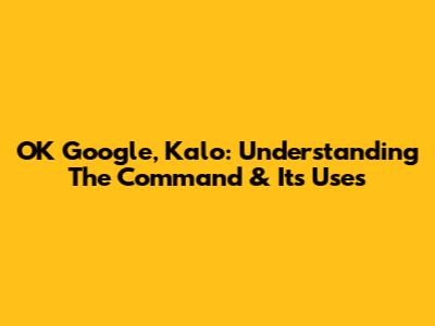 OK Google, Kalo: Understanding The Command & Its Uses