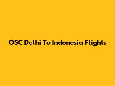 OSC Delhi To Indonesia Flights