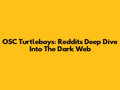 OSC Turtleboys: Reddit's Deep Dive Into The Dark Web