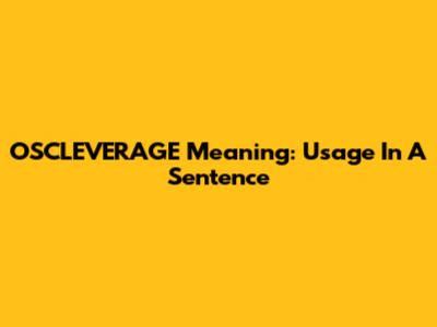 OSCLEVERAGE Meaning: Usage In A Sentence