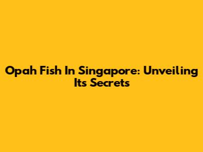 Opah Fish In Singapore: Unveiling Its Secrets