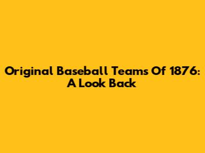 Original Baseball Teams Of 1876: A Look Back