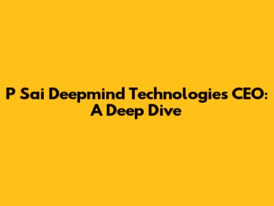 P Sai Deepmind Technologies CEO: A Deep Dive