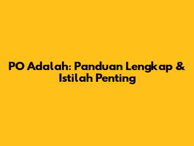 PO Adalah: Panduan Lengkap & Istilah Penting