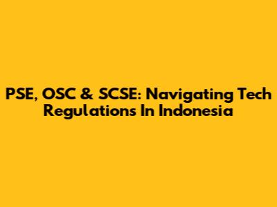 PSE, OSC & SCSE: Navigating Tech Regulations In Indonesia