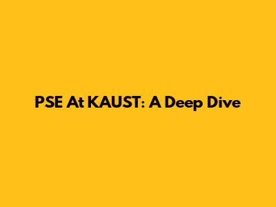 PSE At KAUST: A Deep Dive