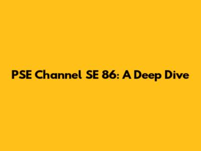 PSE Channel SE 86: A Deep Dive