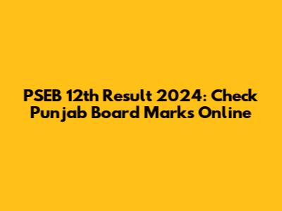 PSEB 12th Result 2024: Check Punjab Board Marks Online