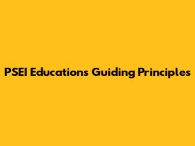 PSEI Education's Guiding Principles