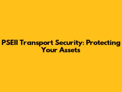 PSEII Transport Security: Protecting Your Assets
