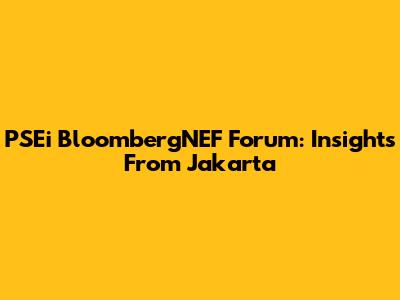 PSEi BloombergNEF Forum: Insights From Jakarta