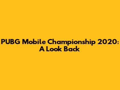 PUBG Mobile Championship 2020: A Look Back