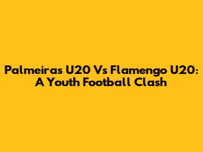 Palmeiras U20 Vs Flamengo U20: A Youth Football Clash