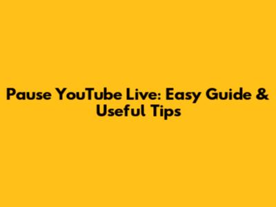 Pause YouTube Live: Easy Guide & Useful Tips