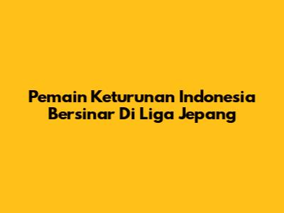 Pemain Keturunan Indonesia Bersinar Di Liga Jepang