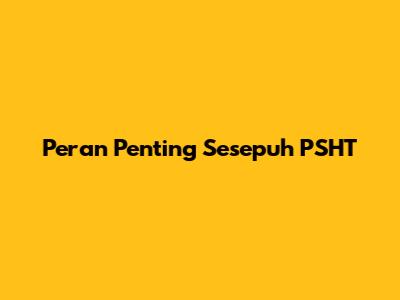 Peran Penting Sesepuh PSHT