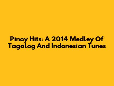 Pinoy Hits: A 2014 Medley Of Tagalog And Indonesian Tunes