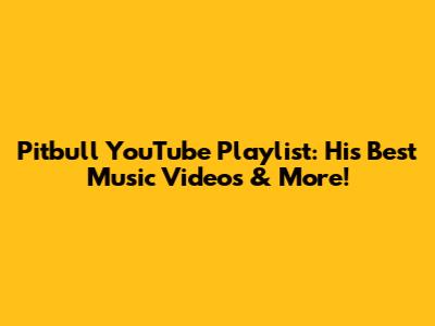 Pitbull YouTube Playlist: His Best Music Videos & More!