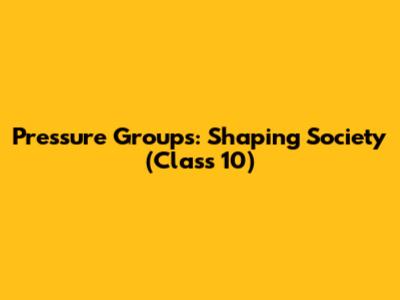 Pressure Groups: Shaping Society (Class 10)