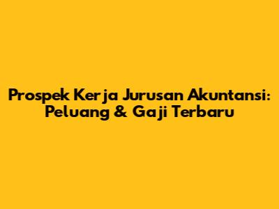 Prospek Kerja Jurusan Akuntansi: Peluang & Gaji Terbaru