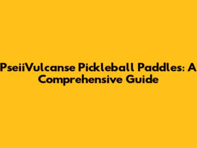 PseiiVulcanse Pickleball Paddles: A Comprehensive Guide