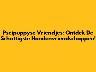 Pseipuppyse Vriendjes: Ontdek De Schattigste Hondenvriendschappen!