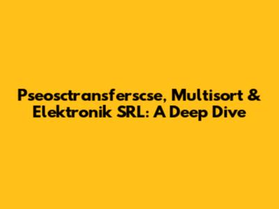 Pseosctransferscse, Multisort & Elektronik SRL: A Deep Dive